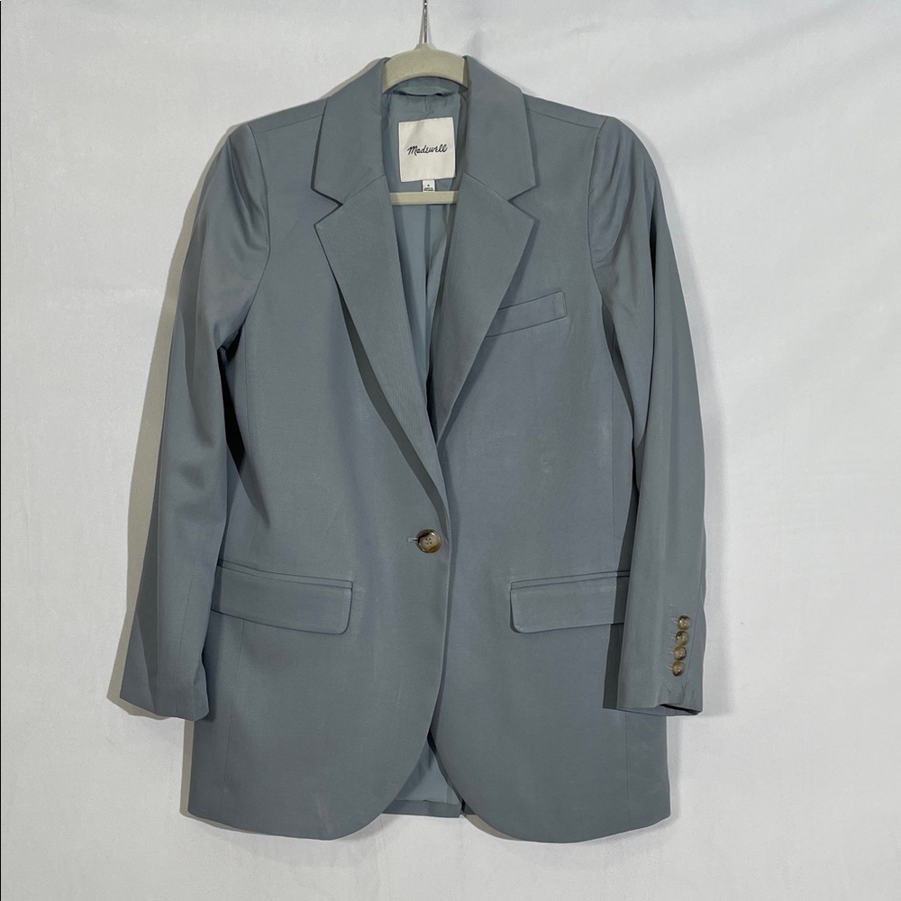 Madewell Blazer Coat Size S One Button Blue Gray Lined